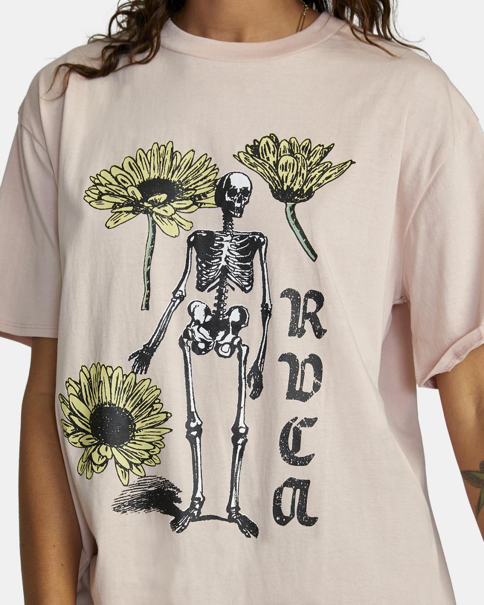 Rose Smoke Rvca Forever Graphic Women's T shirt | ZUSMJ69311
