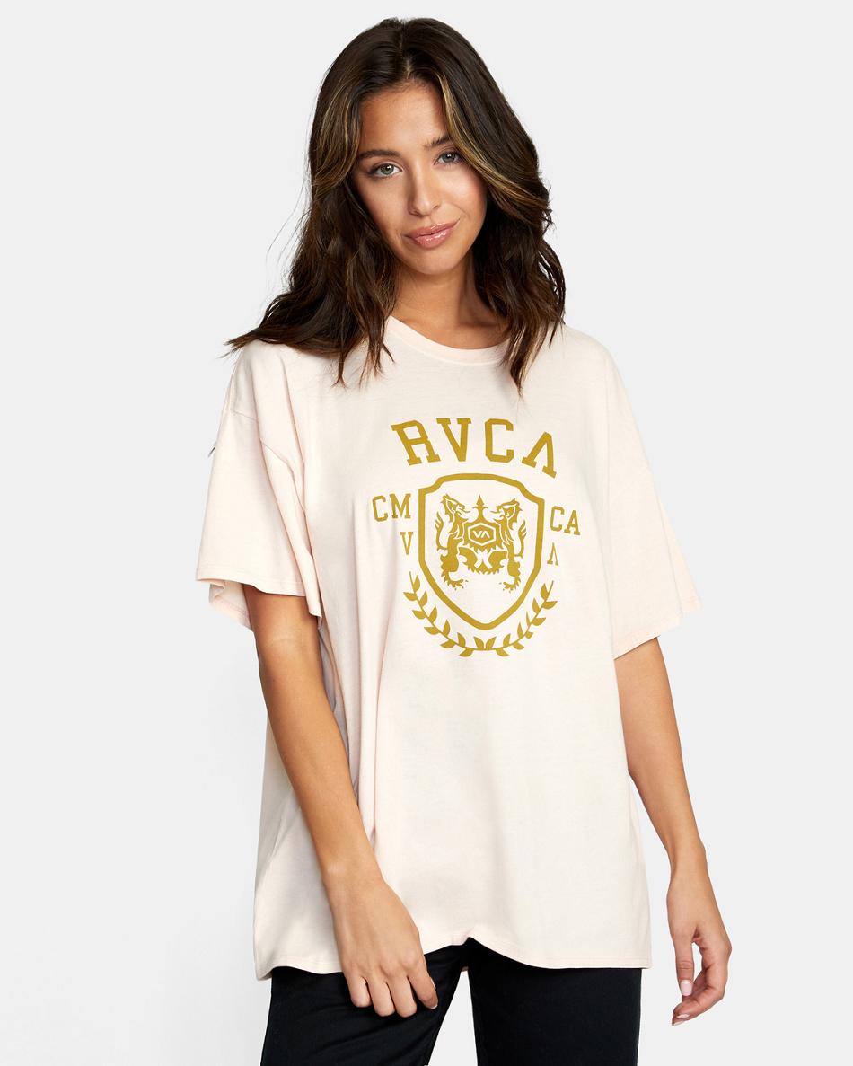 Rose Smoke Rvca VA Shield Boyfriend Women\'s T shirt | USJZR93467
