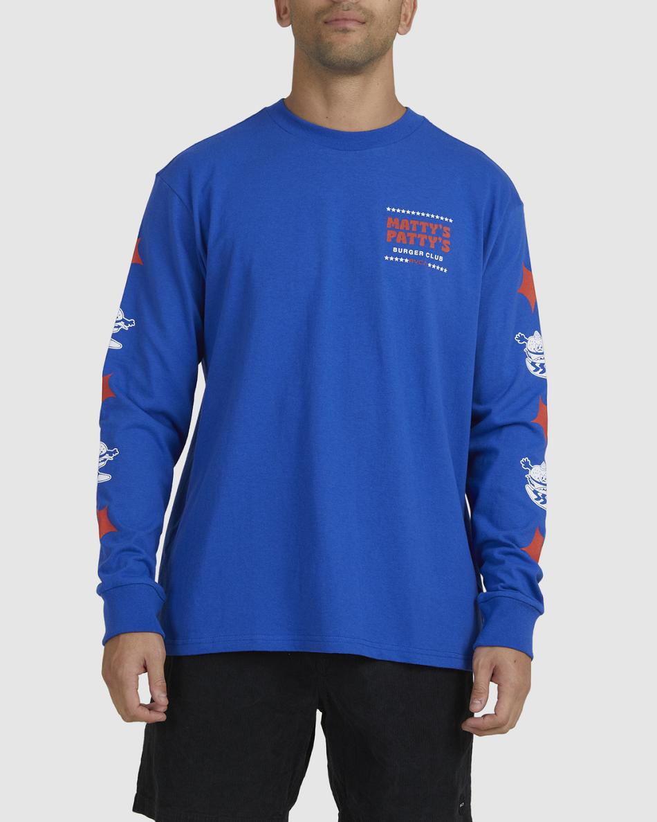 Royal Rvca Burger Club Men's Long Sleeve | QUSWA18734