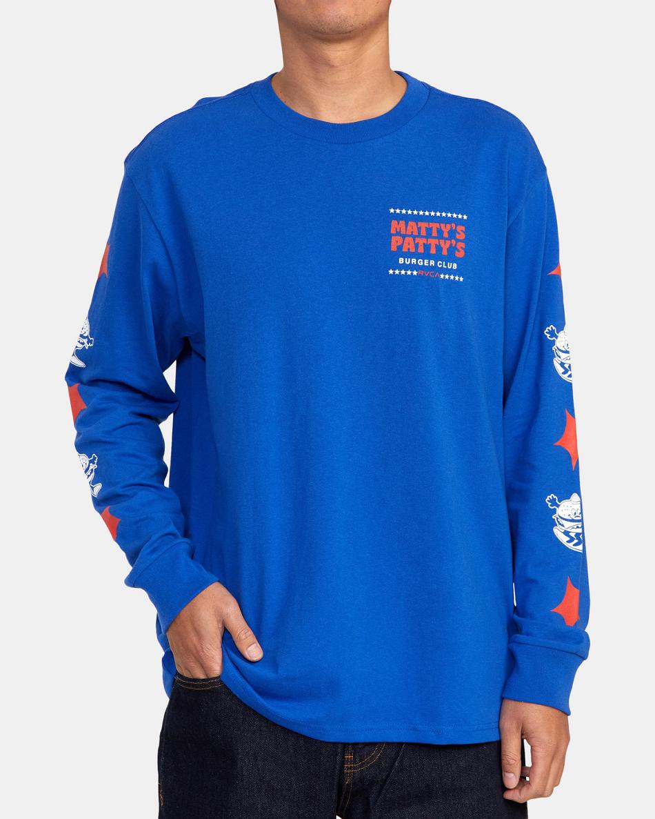 Royal Rvca Burger Club Men's Long Sleeve | QUSWA18734