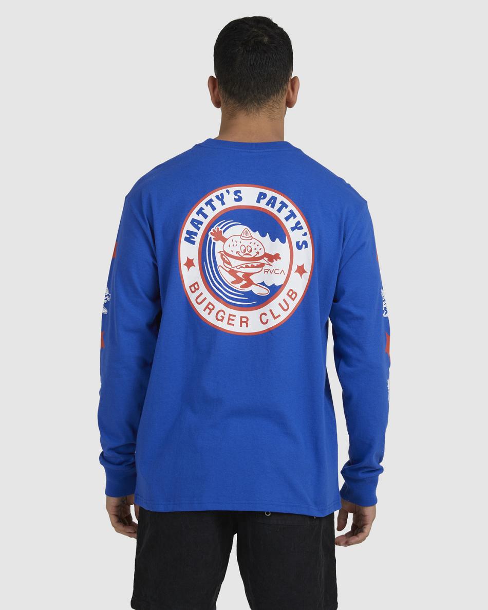 Royal Rvca Burger Club Men's Long Sleeve | QUSWA18734