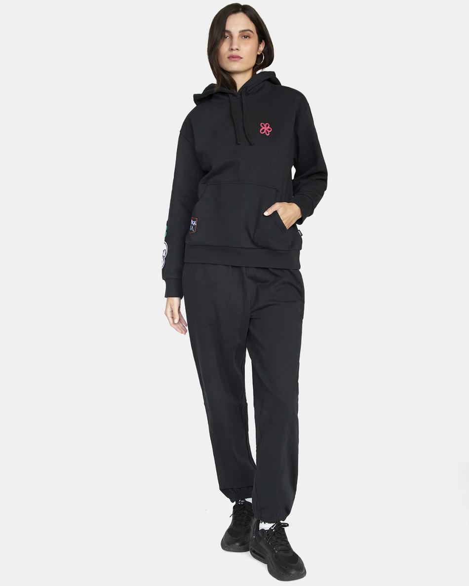 Rvca Black Rvca Oblow Patch Women's Hoodie | USQAV88344