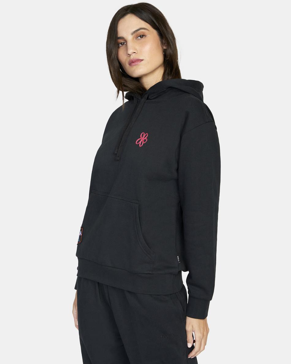 Rvca Black Rvca Oblow Patch Women's Hoodie | USQAV88344