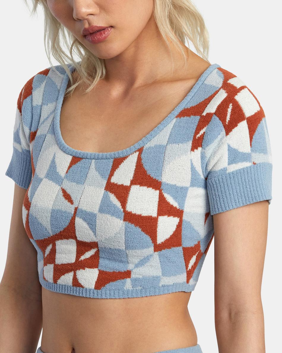 Sandlewood Rvca Geode Knitted Crop Top Women's Sweaters | AUSDF49025
