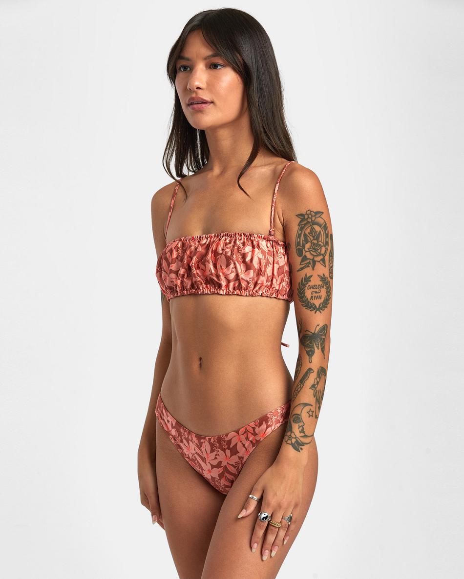 Sandlewood Rvca Oasis 2-Way Bandeau Women's Bikini Tops | USJBT18481