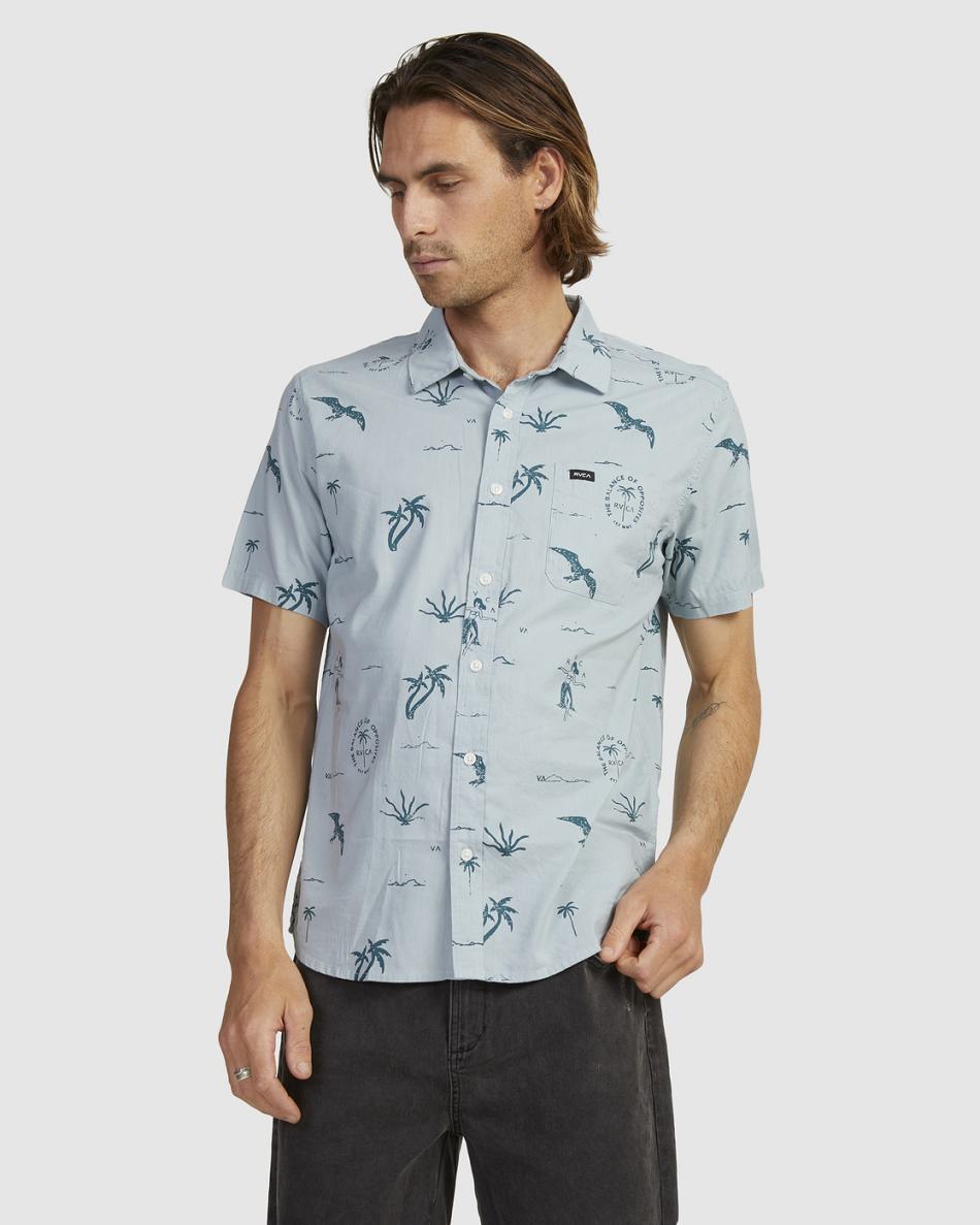 Scrub Rvca Hula Hands Short Sleeve Men's T shirt | QUSUV64195