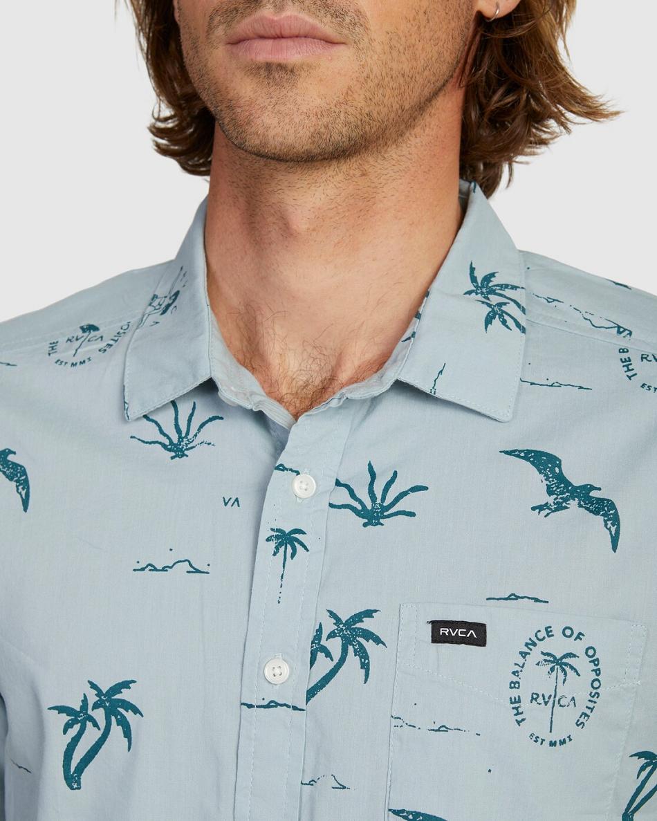 Scrub Rvca Hula Hands Short Sleeve Men's T shirt | QUSUV64195