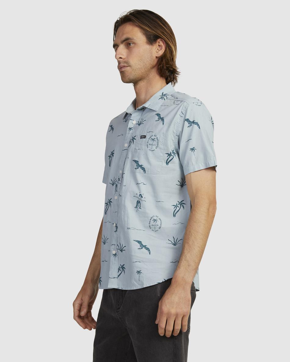 Scrub Rvca Hula Hands Short Sleeve Men's T shirt | QUSUV64195