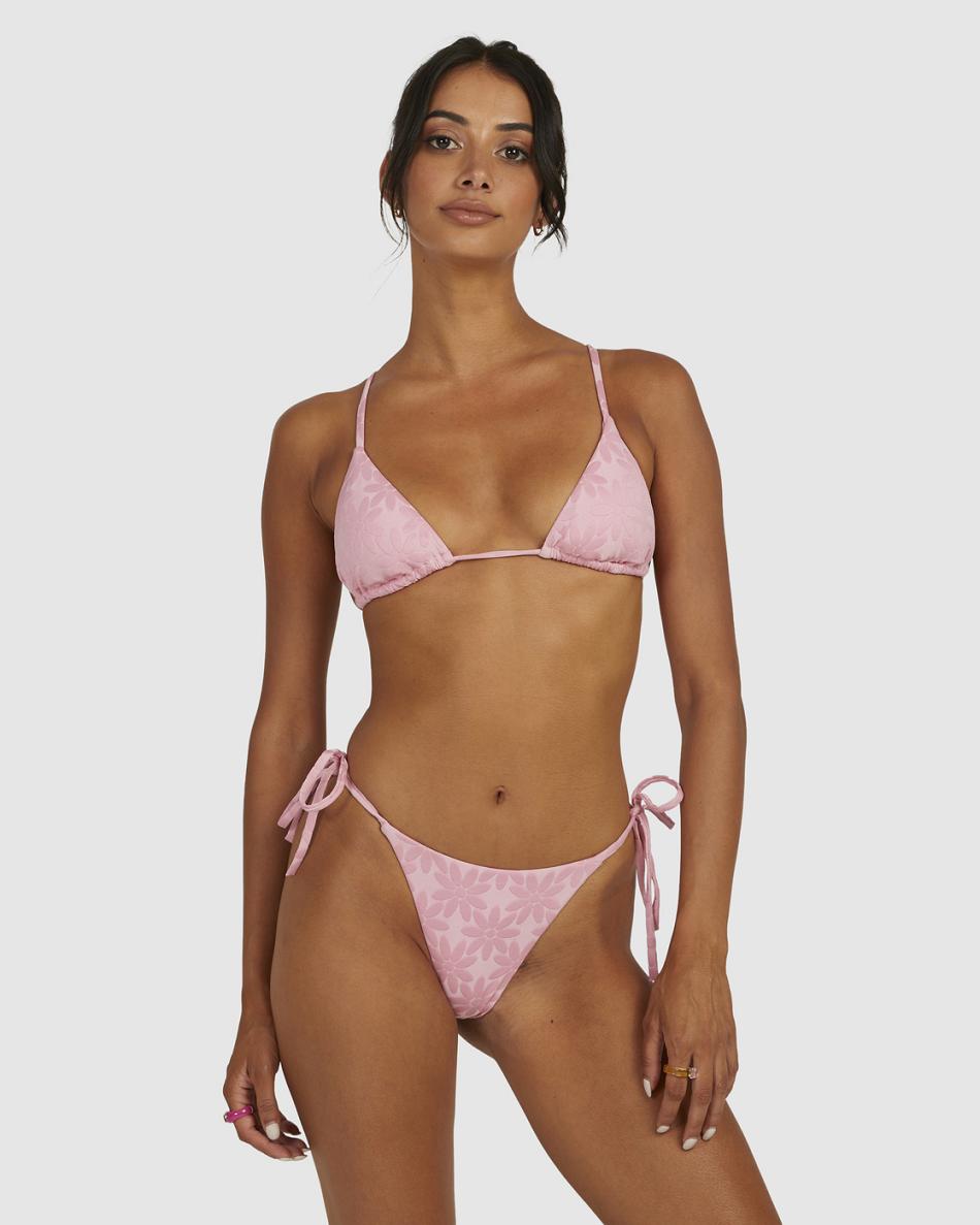 Sea Pink Rvca Daisy Slide Triangle Women's Bikini Tops | GUSUC93844