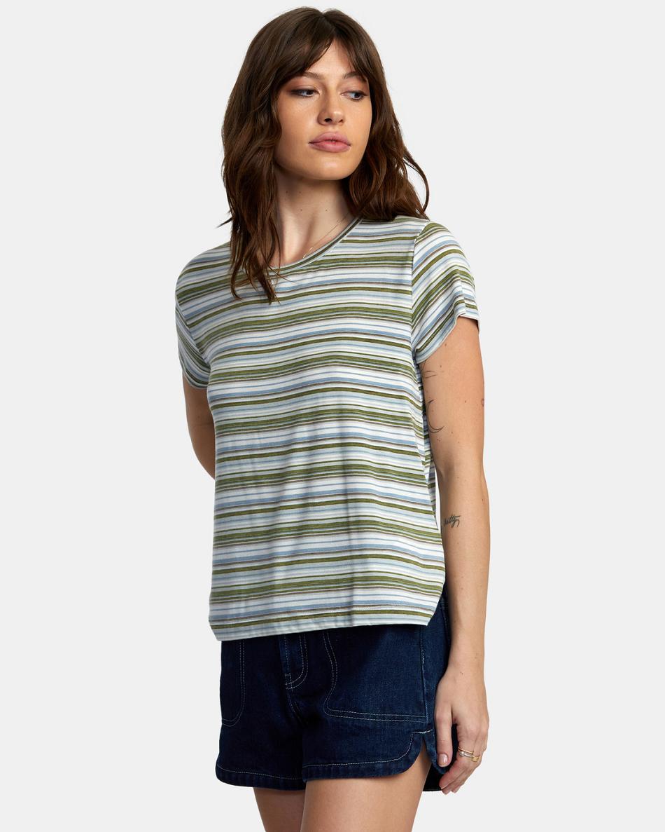 Sea Spray Rvca Recess 3 Crewneck Women's T shirt | BUSSO26776