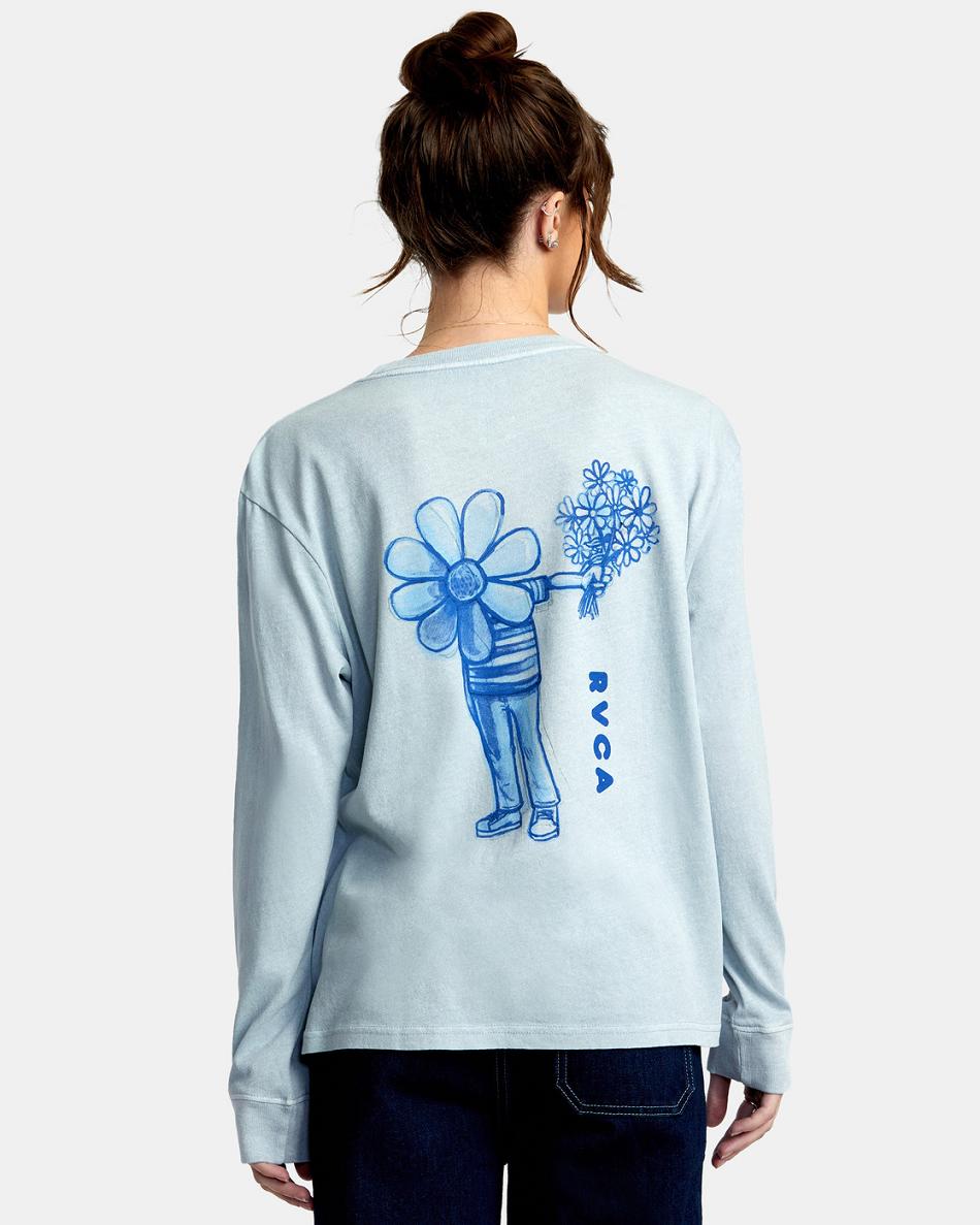 Shore Rvca Flower Friend Long Sleeve Women's T shirt | YUSGT74235