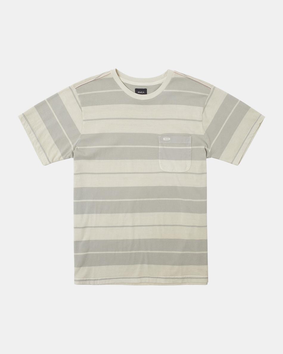 Silver Bleach Rvca PTC Stripe T-Shirt Men\'s Short Sleeve | GUSUC46739