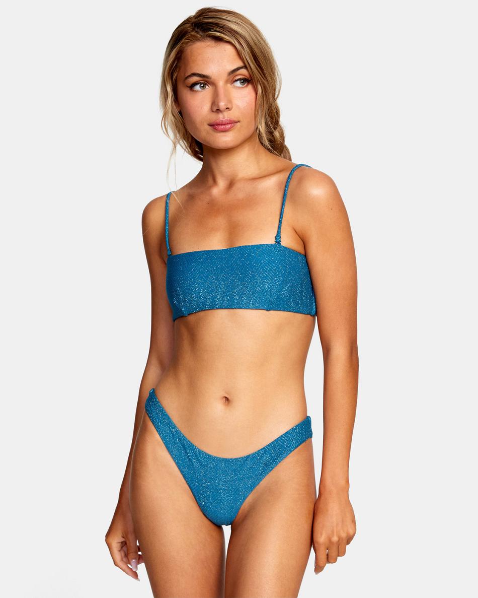 Snorkel Blue Rvca Brightside Bandeau Women\'s Bikini Tops | LUSTR42616