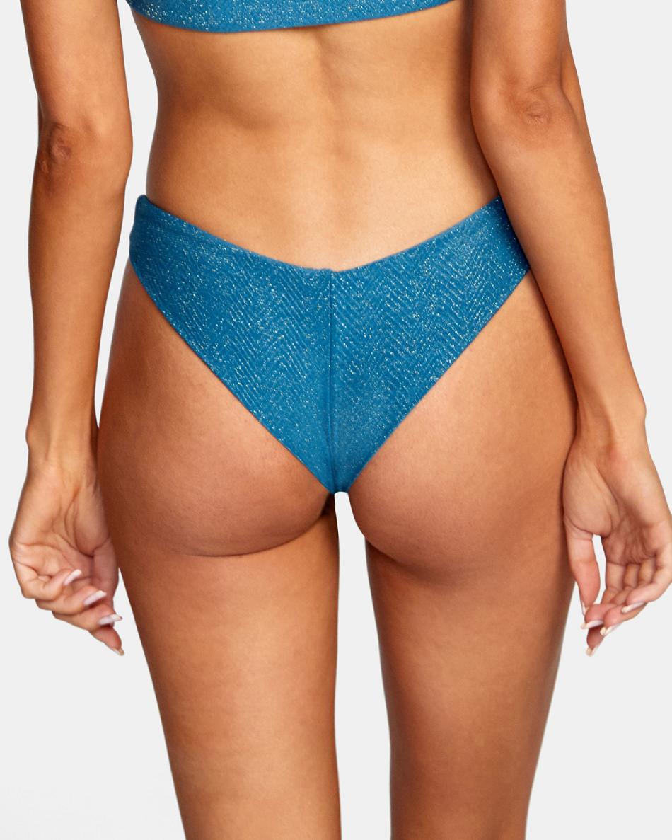 Snorkel Blue Rvca Brightside Cheeky Women's Bikini Bottoms | LUSTR24348