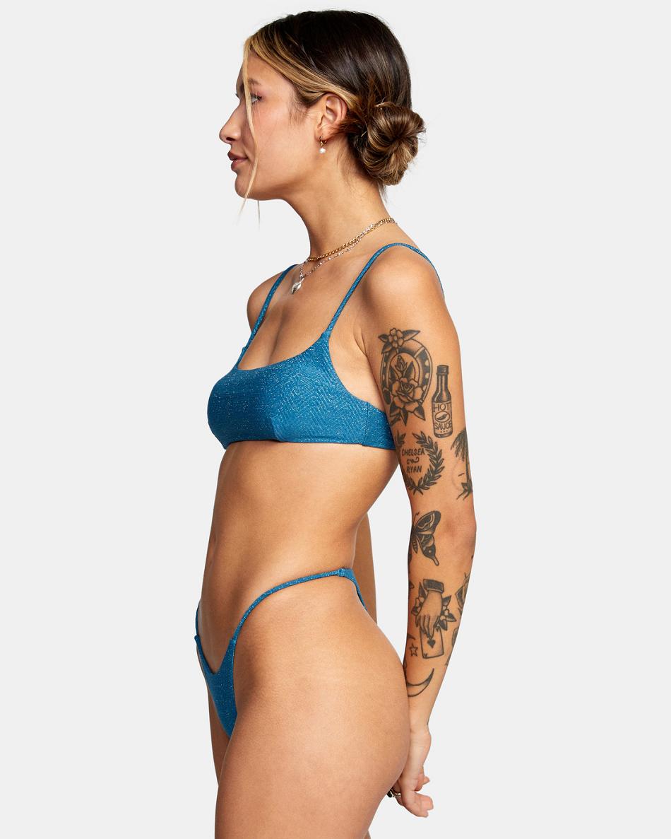 Snorkel Blue Rvca Brightside Skimpy French Women's Bikini Bottoms | USXMI97543