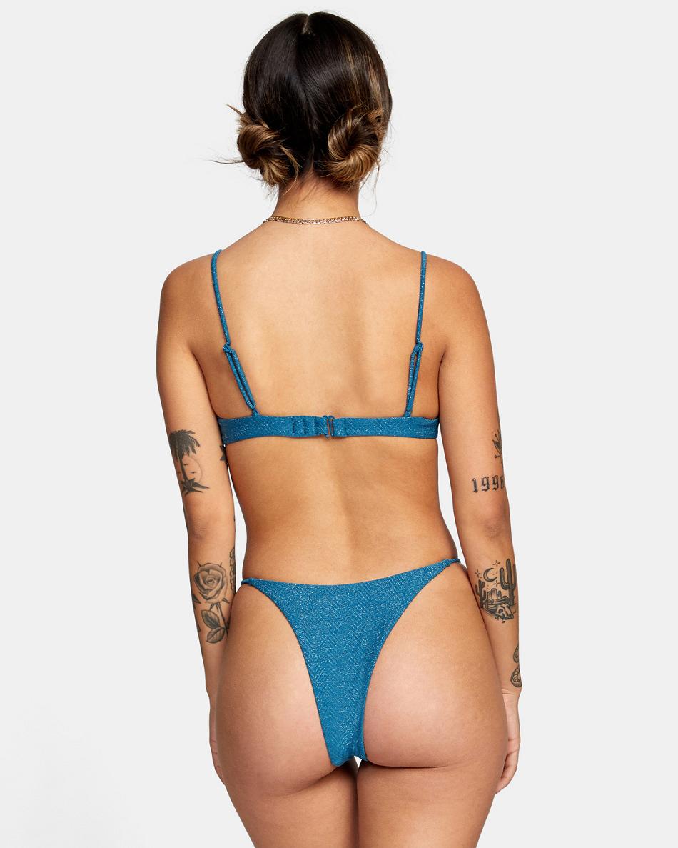 Snorkel Blue Rvca Brightside Skimpy French Women\'s Bikini Bottoms | USXMI97543