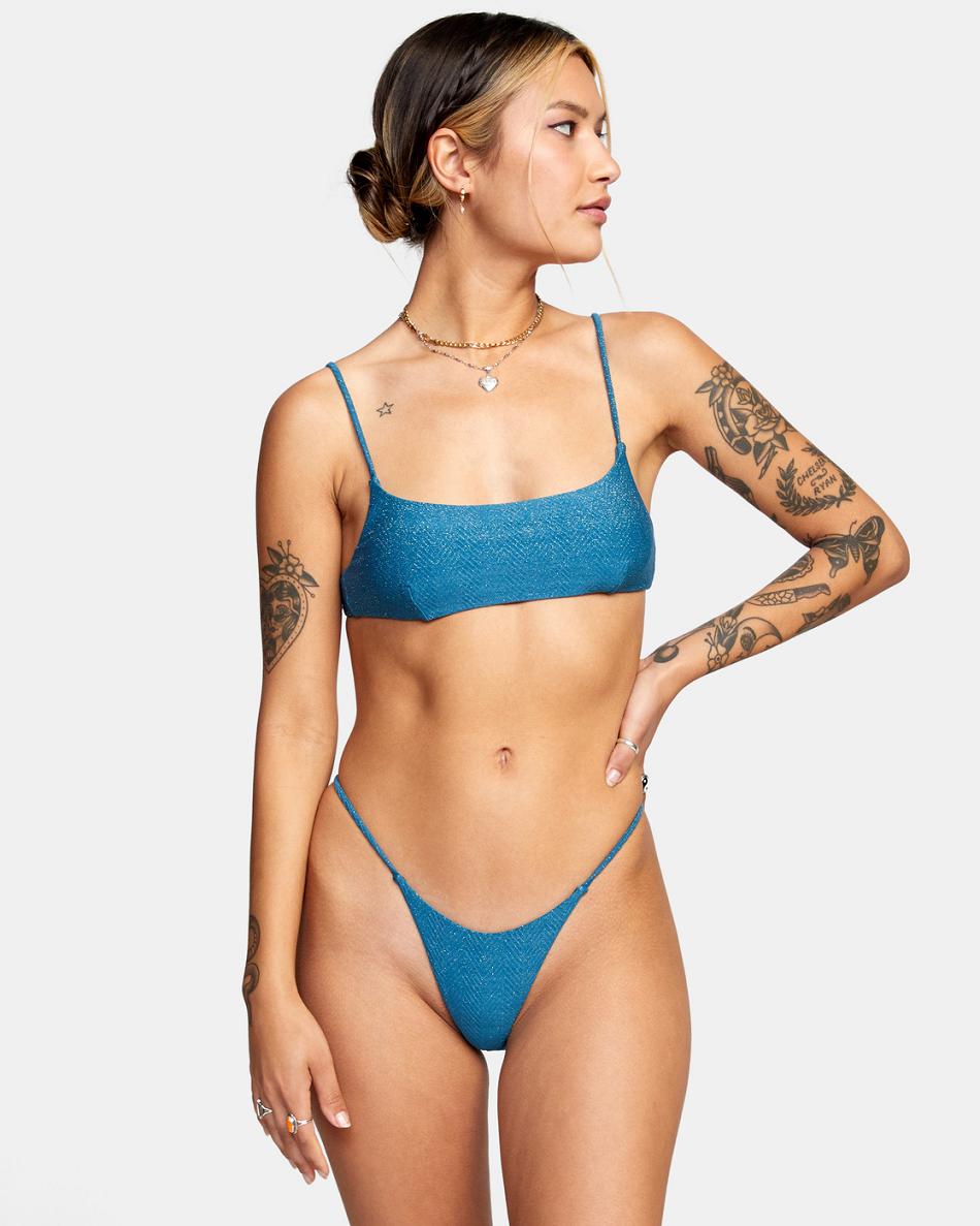 Snorkel Blue Rvca Brightside Women's Bikini Tops | QUSUV93444