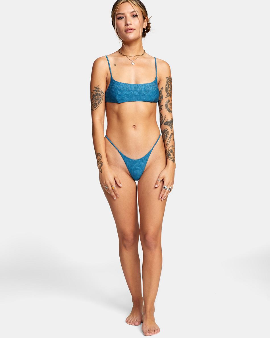 Snorkel Blue Rvca Brightside Women's Bikini Tops | QUSUV93444