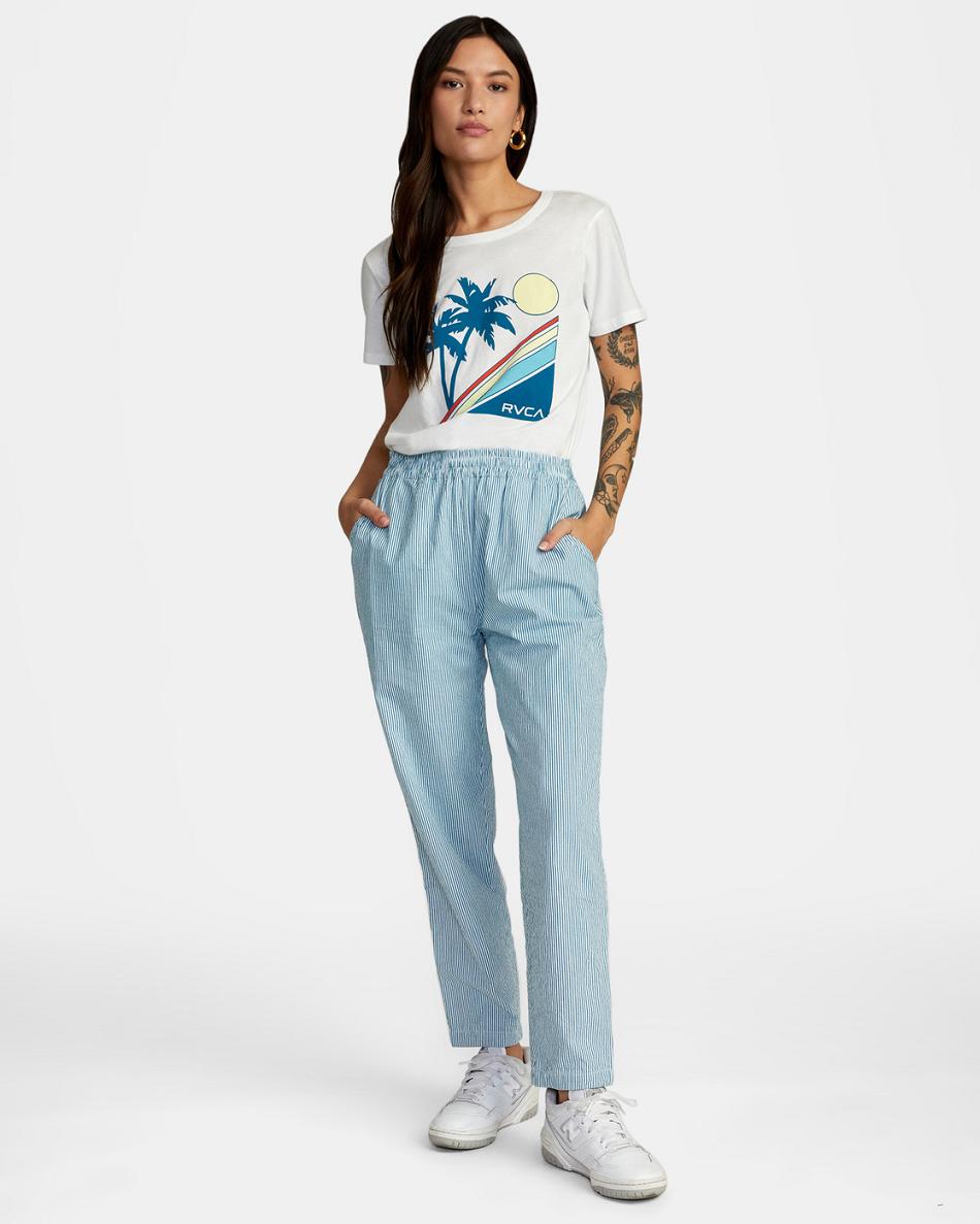 Snorkel Blue Rvca New Yume Seersucker Woven Women's Pants | USJBT63210