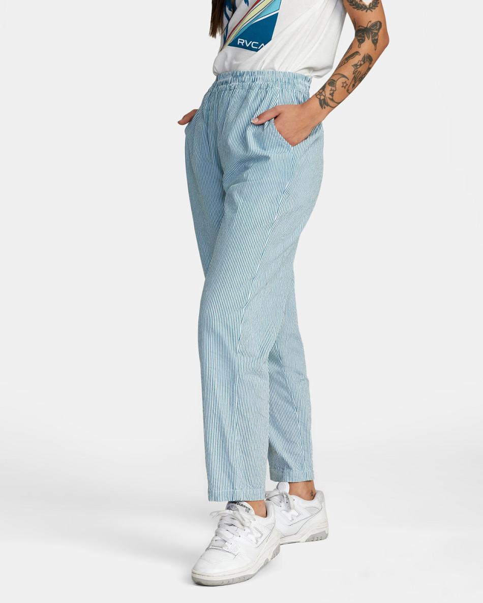 Snorkel Blue Rvca New Yume Seersucker Woven Women's Pants | USJBT63210