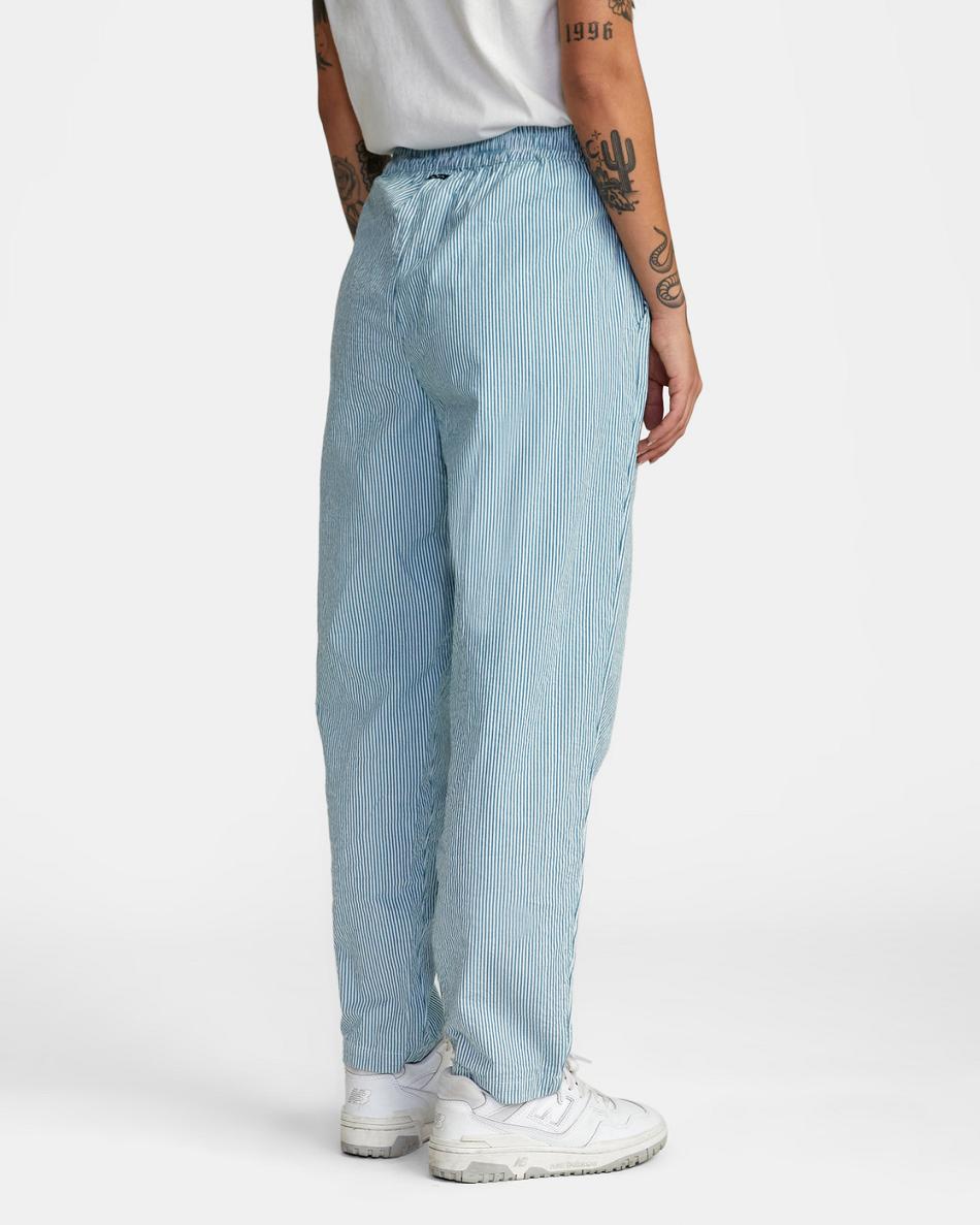 Snorkel Blue Rvca New Yume Seersucker Woven Women's Pants | USJBT63210