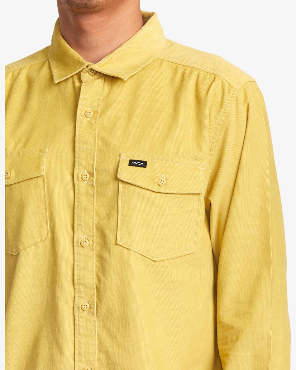 Southern Moss Rvca Freeman Corduroy Long Sleeve Men's T shirt | FUSHY93629