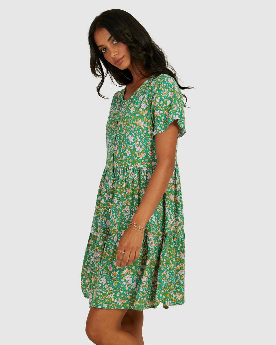 Spearmint Rvca PETAL TIERED Women's Dress | USCIF54316