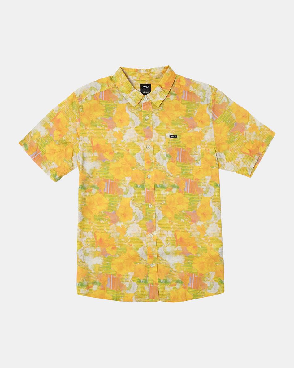 Spectra Yellow Rvca Sussingham Short Sleeve Men\'s T shirt | USJBT52678