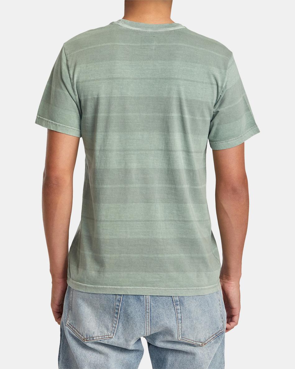 Spinach Rvca PTC Stripe T-Shirt Men's Short Sleeve | TUSPQ80476
