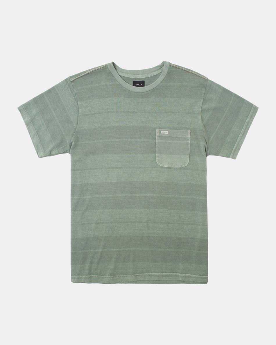 Spinach Rvca PTC Stripe T-Shirt Men\'s Short Sleeve | TUSPQ80476