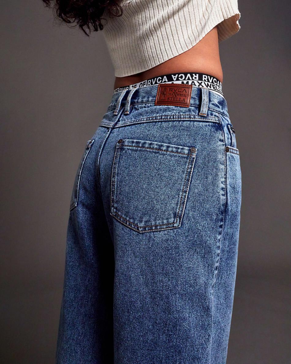 Stone Wash Rvca Anthem Denim Pants Women's Jeans | USQAV61523