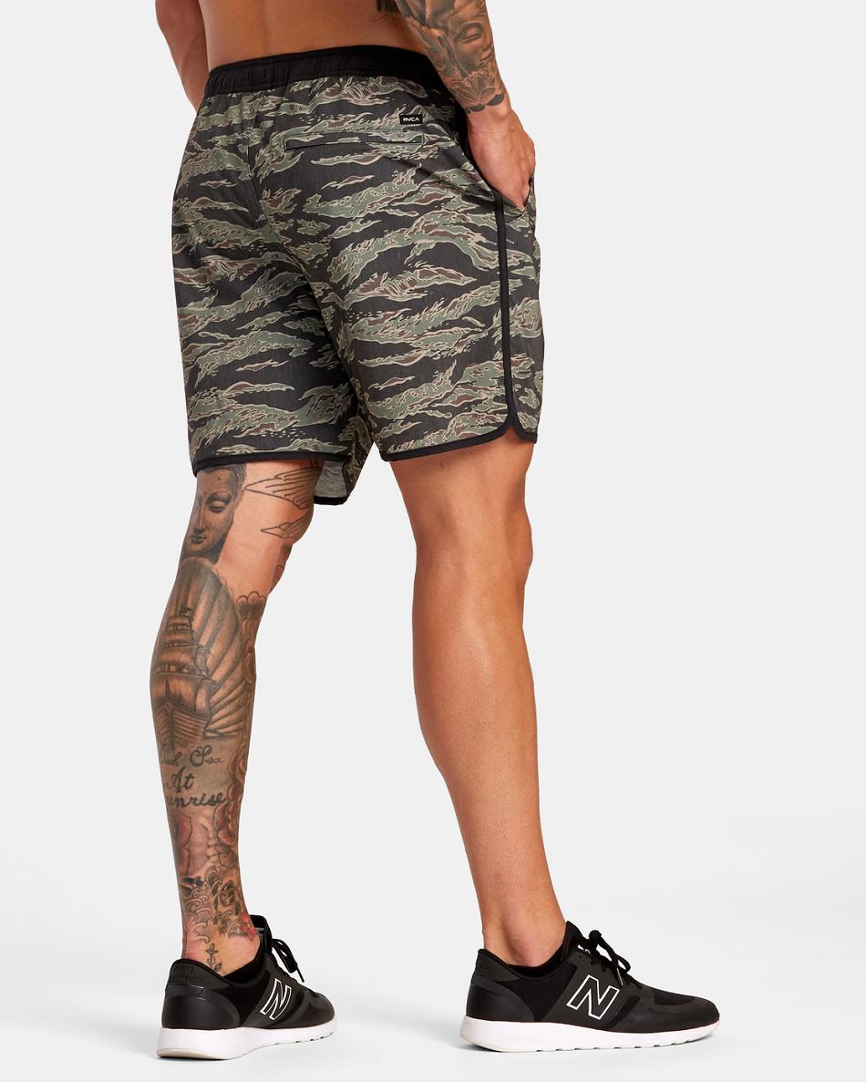 Tiger Camo Rvca Yogger Hybrid Elastic Athletic 17 Men's Shorts | QUSWA56798