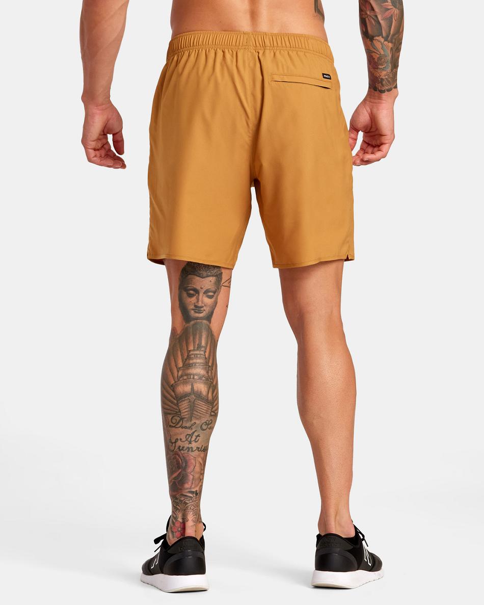 Tumeric Rvca Yogger IV Elastic Men's Running Shorts | MUSFT91994