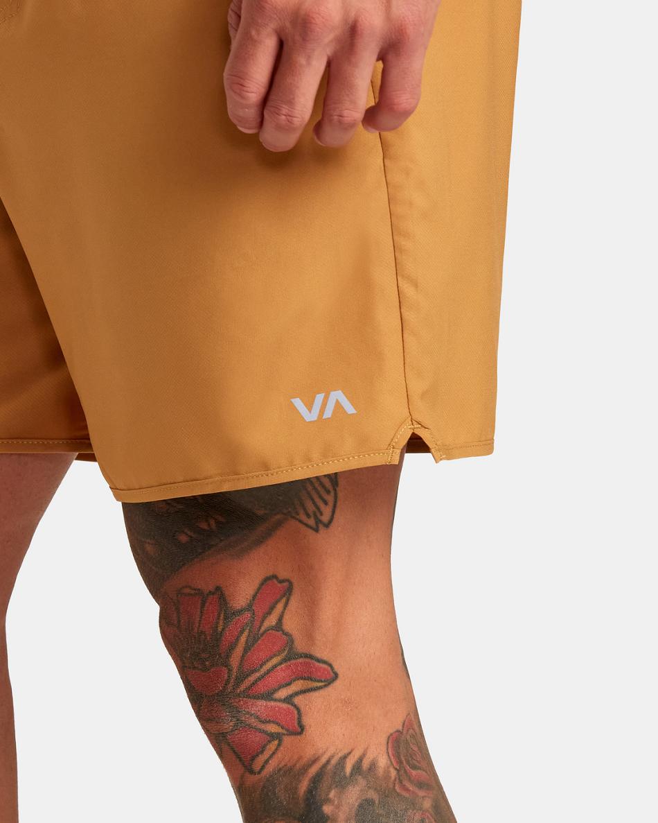 Tumeric Rvca Yogger IV Elastic Men's Running Shorts | MUSFT91994