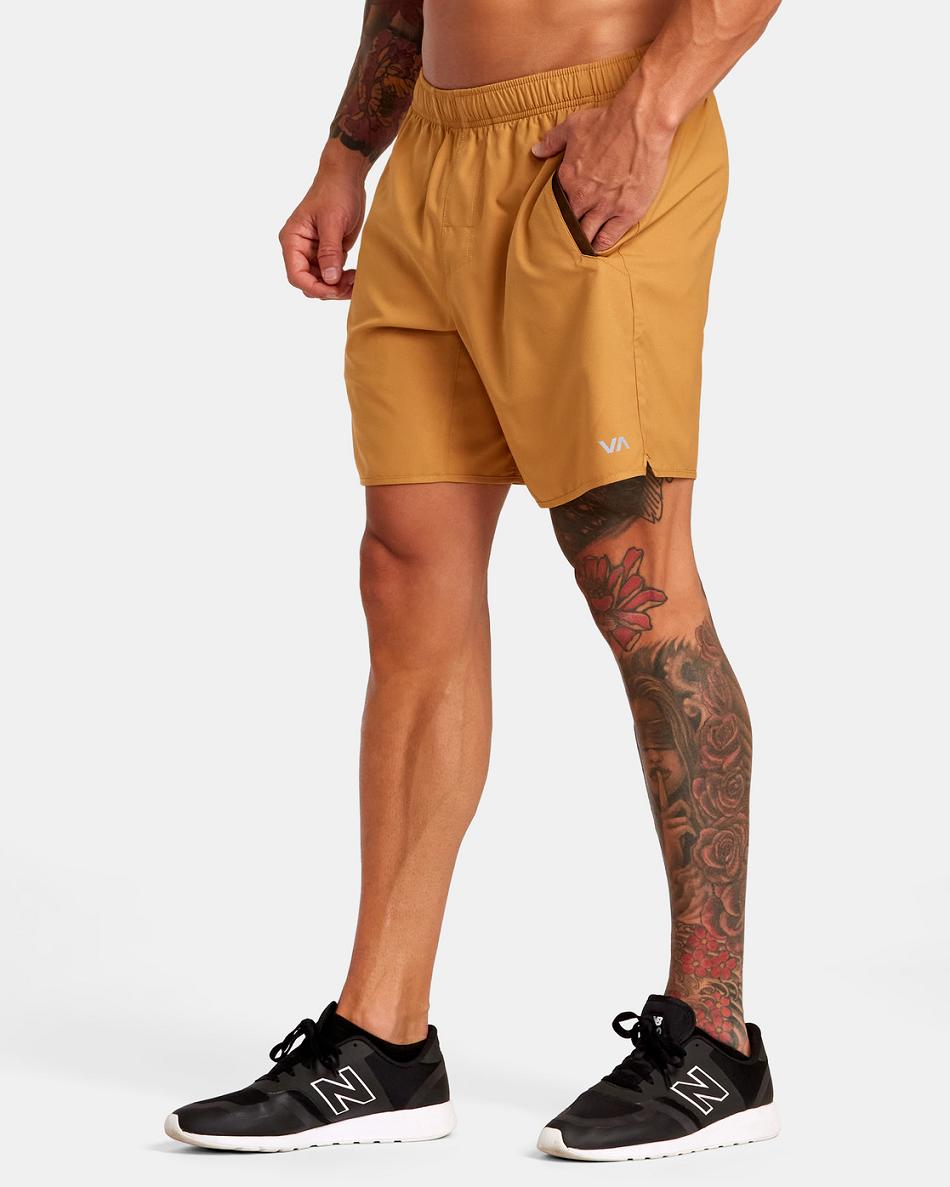 Tumeric Rvca Yogger IV Elastic Men's Running Shorts | MUSFT91994