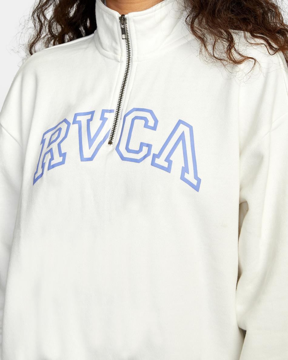 Vintage White Rvca Arched Half-Zip Pullover Women's Hoodie | AUSWC29348