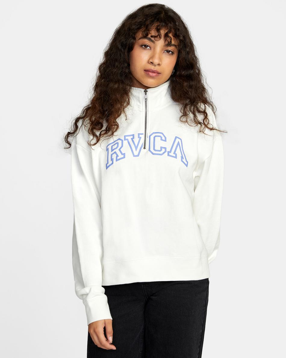 Vintage White Rvca Arched Half-Zip Pullover Women\'s Hoodie | AUSWC29348