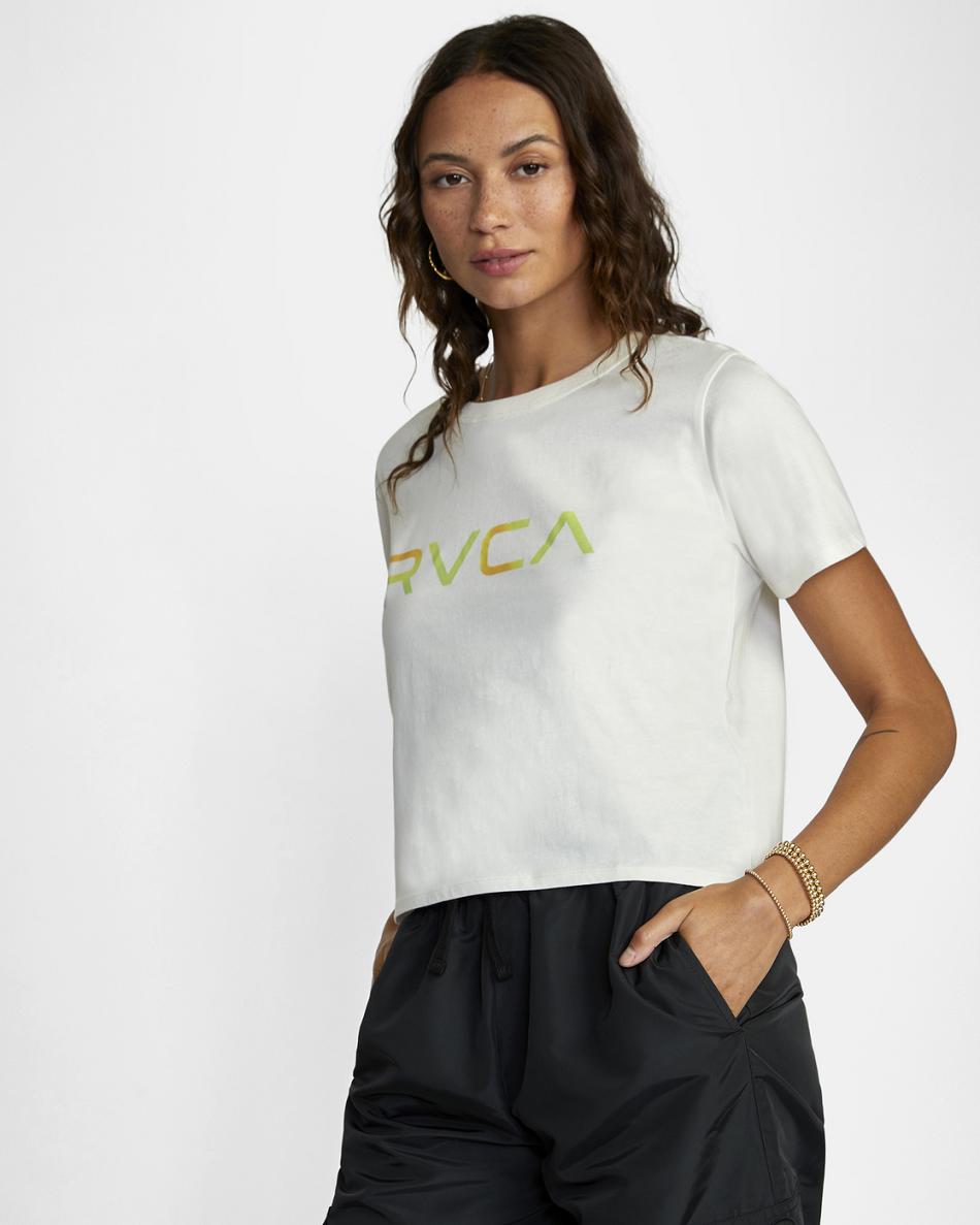 Vintage White Rvca Big Radiant Boxed Women's T shirt | USCVG10162