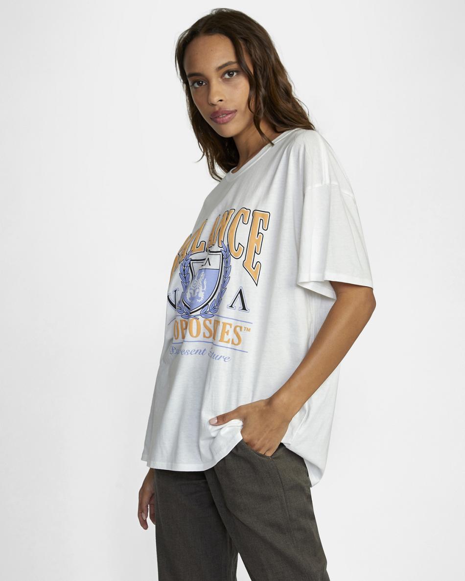 Vintage White Rvca Cambridge Graphic Women's T shirt | FUSHY86921