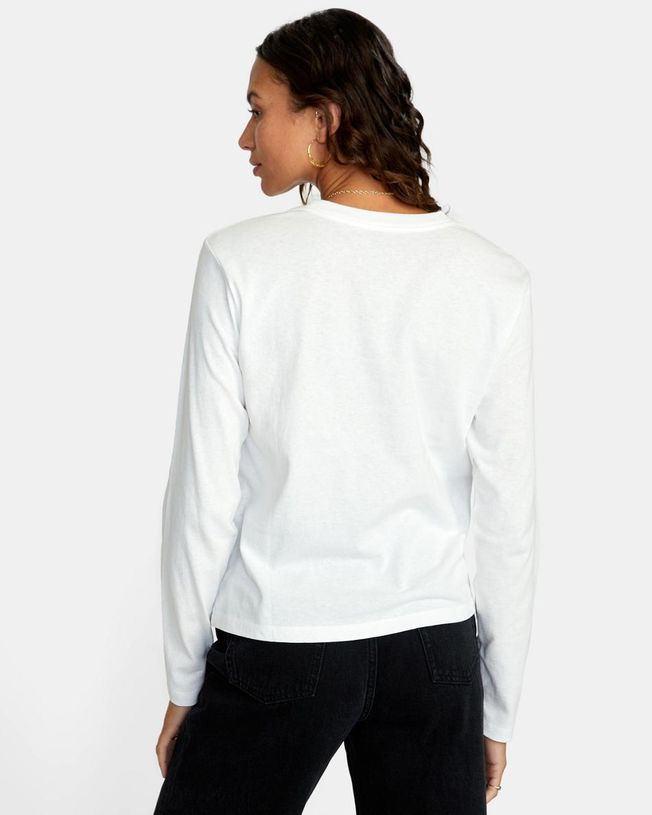 Vintage White Rvca Celestial Twist Long Sleeve Women's T shirt | TUSPQ37085