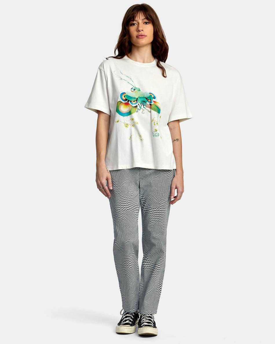 Vintage White Rvca Fly Guy Anyday Women's T shirt | DUSKV50403