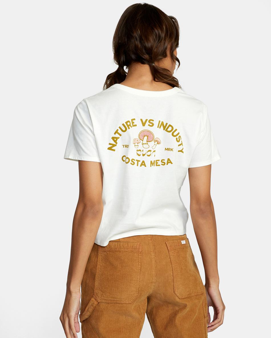 Vintage White Rvca Fungi Boxed Women's T shirt | LUSSX96738