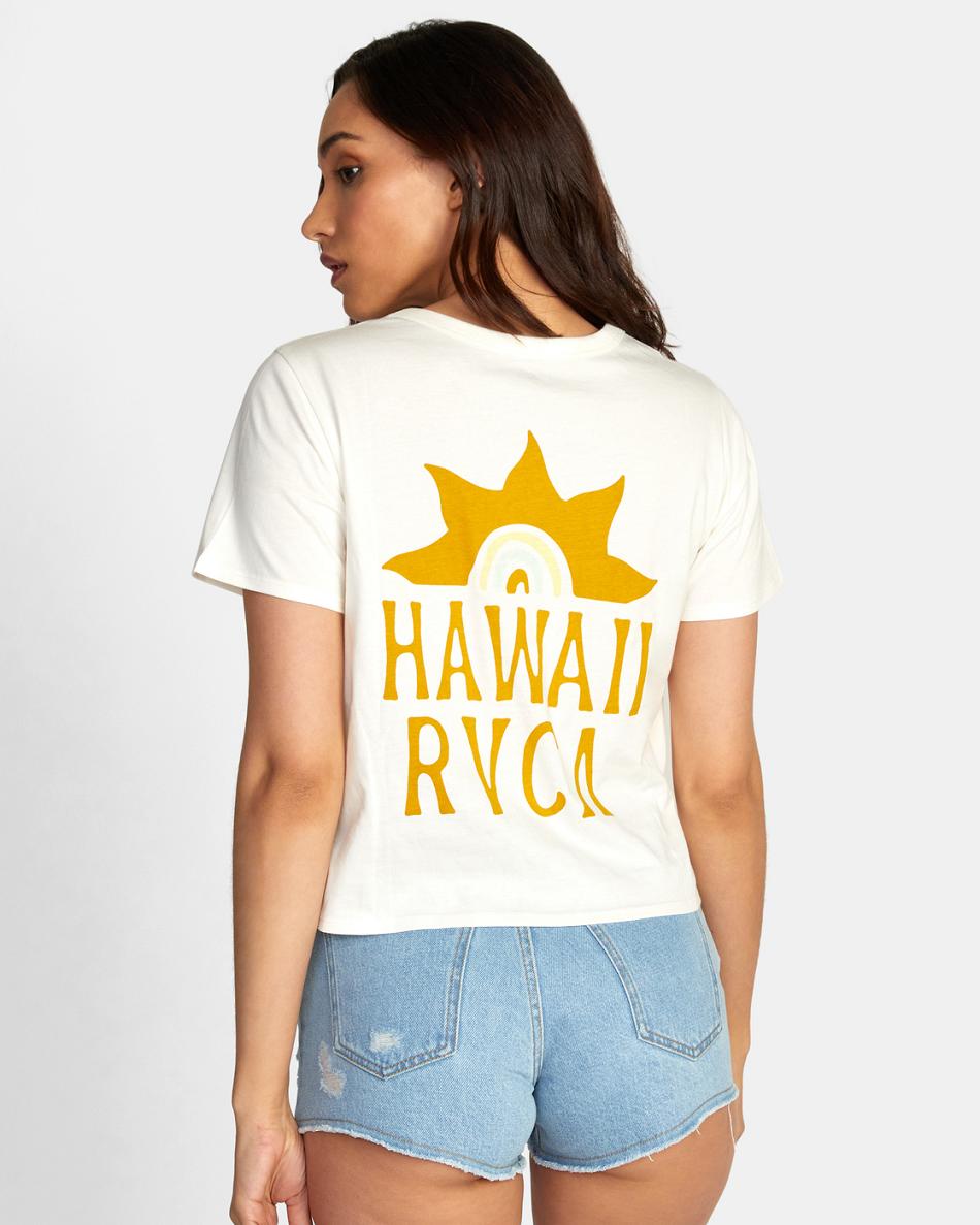 Vintage White Rvca Hawaii Sunrise Boxy Women's T shirt | BUSSD77605