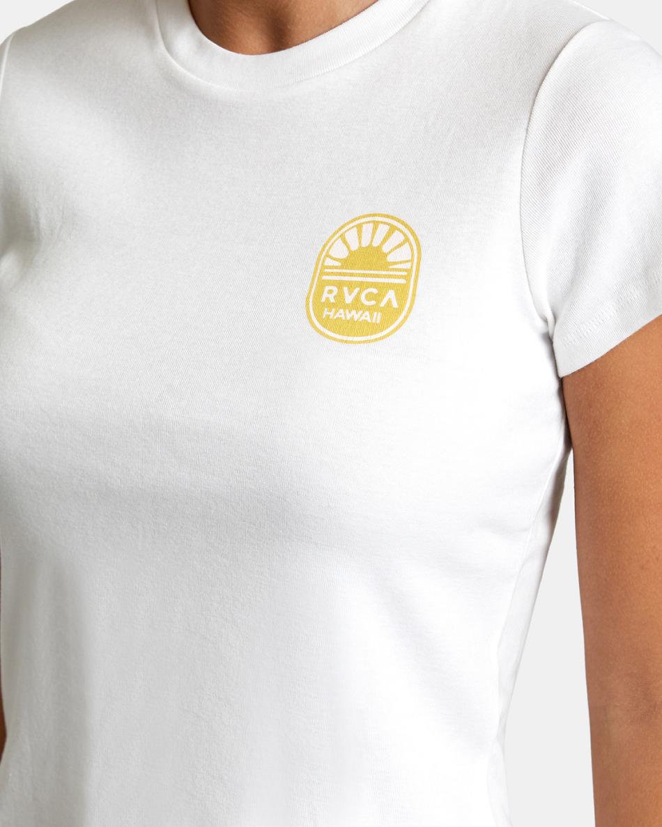 Vintage White Rvca Hawaii Sunset Women's T shirt | USXMI93934