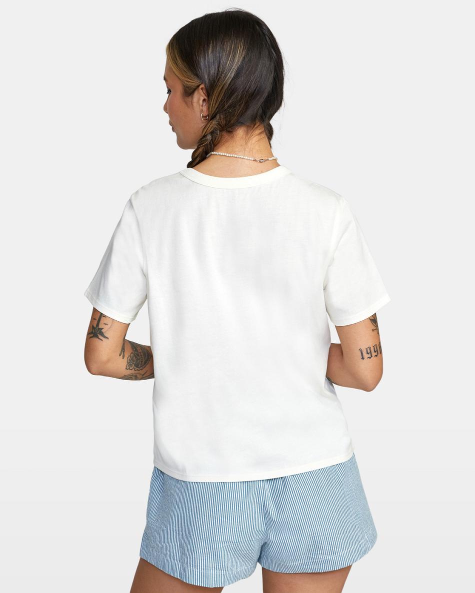 Vintage White Rvca Keep It Cool Crop Women's T shirt | USNEJ30387