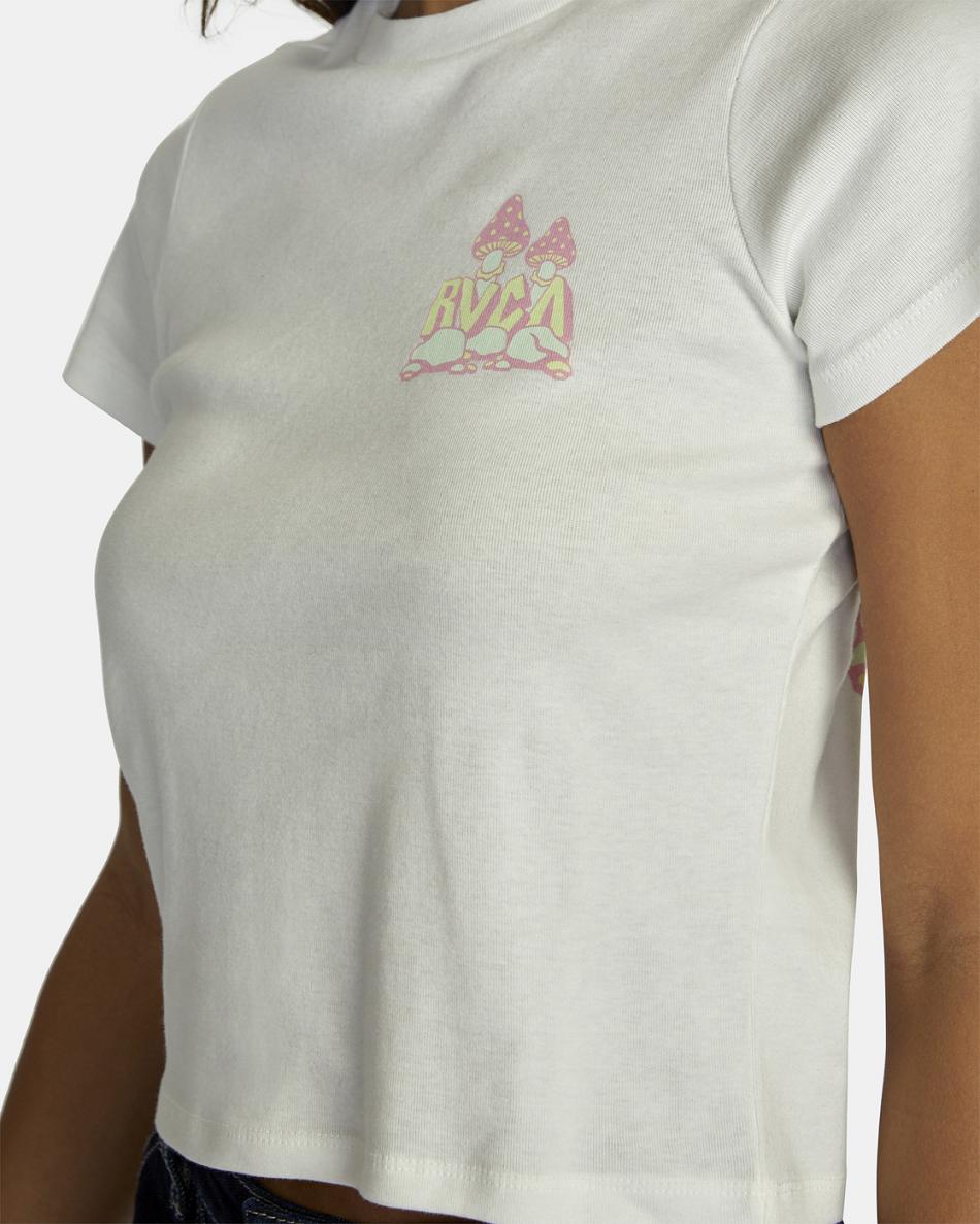 Vintage White Rvca Mycelium Graphic Women's T shirt | USJVR89646