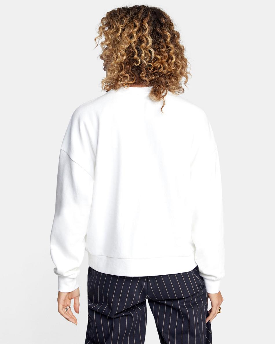 Vintage White Rvca Renaissance Crewneck Sweater Women's Hoodie | USJZR90171