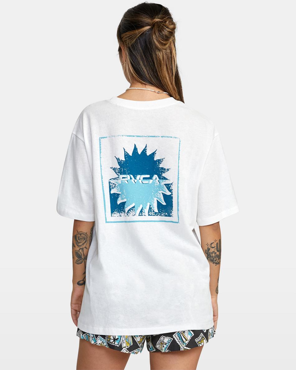 Vintage White Rvca Rotation Oversized Women's T shirt | USXBR57070