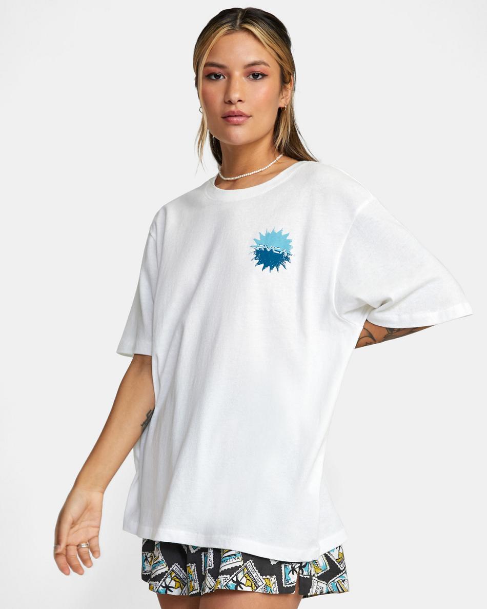 Vintage White Rvca Rotation Oversized Women's T shirt | USXBR57070