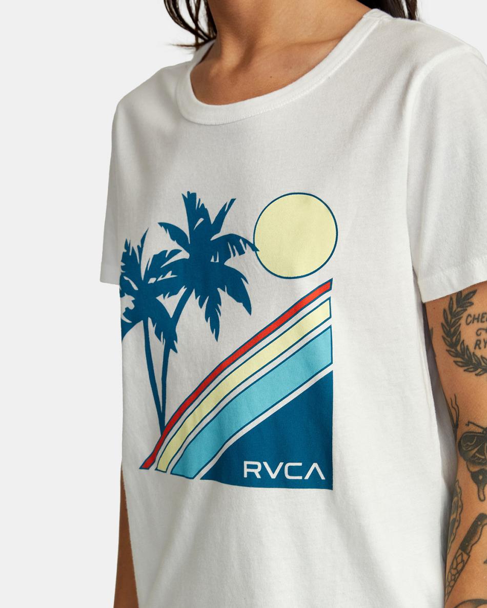 Vintage White Rvca South Shore Slim Fit Women's T shirt | FUSUI25546